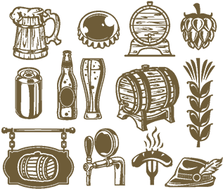 Collection Retro Icons Of Beer Isolated On White - Beer (360x360), Png Download
