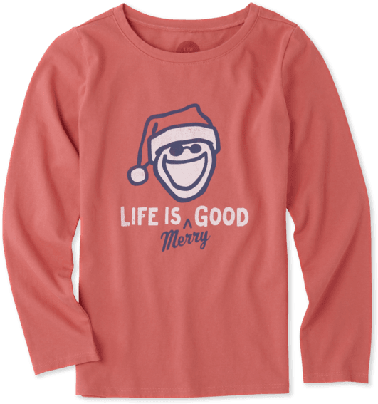 Girls Life Is Merry Good Long Sleeve Crusher Tee - Long-sleeved T-shirt (570x570), Png Download