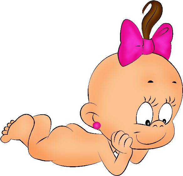 Bow Clipart Baby Girl - Funny Baby Girl Cartoon (600x600), Png Download