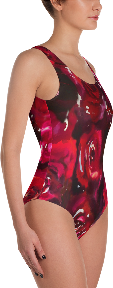 Watercolor Red Rose One-piece Swimsuit - Red Bride Swimsuit (1000x1000), Png Download