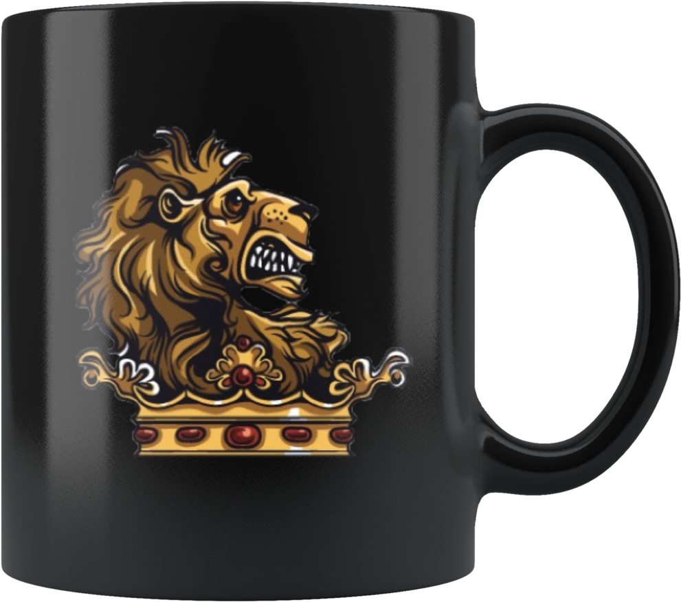 The Angry Lion King Mug 11 Oz Drinkware - Vintager Löwe Auf Totem Schädel Rundes Silberfarbenes (1024x1024), Png Download