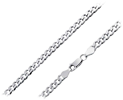 18ct White Gold Curb Chain - Chain (600x500), Png Download