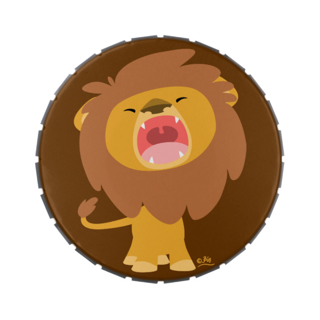 Cute Mighty Roaring Lion Cartoon Candy Tin - Roaring Lion Cartoon (650x650), Png Download