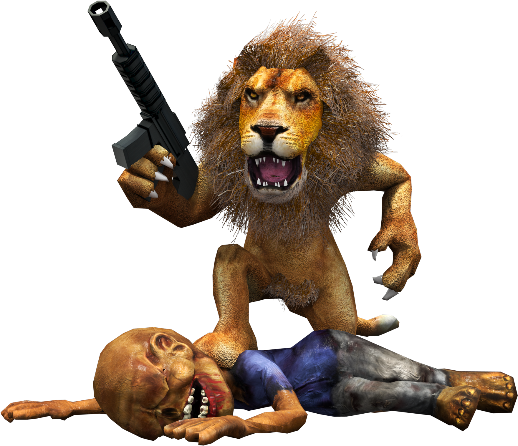 Lion - Lion With Gun (2048x2048), Png Download