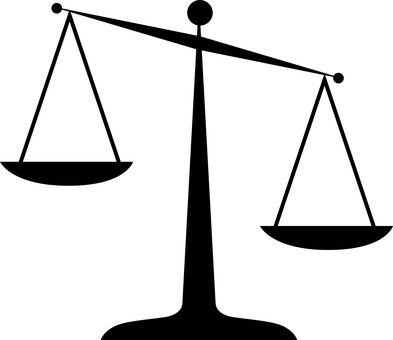 Justice Silhouette Scales Law Measurement - Scales Of Justice Clip Art (393x340), Png Download