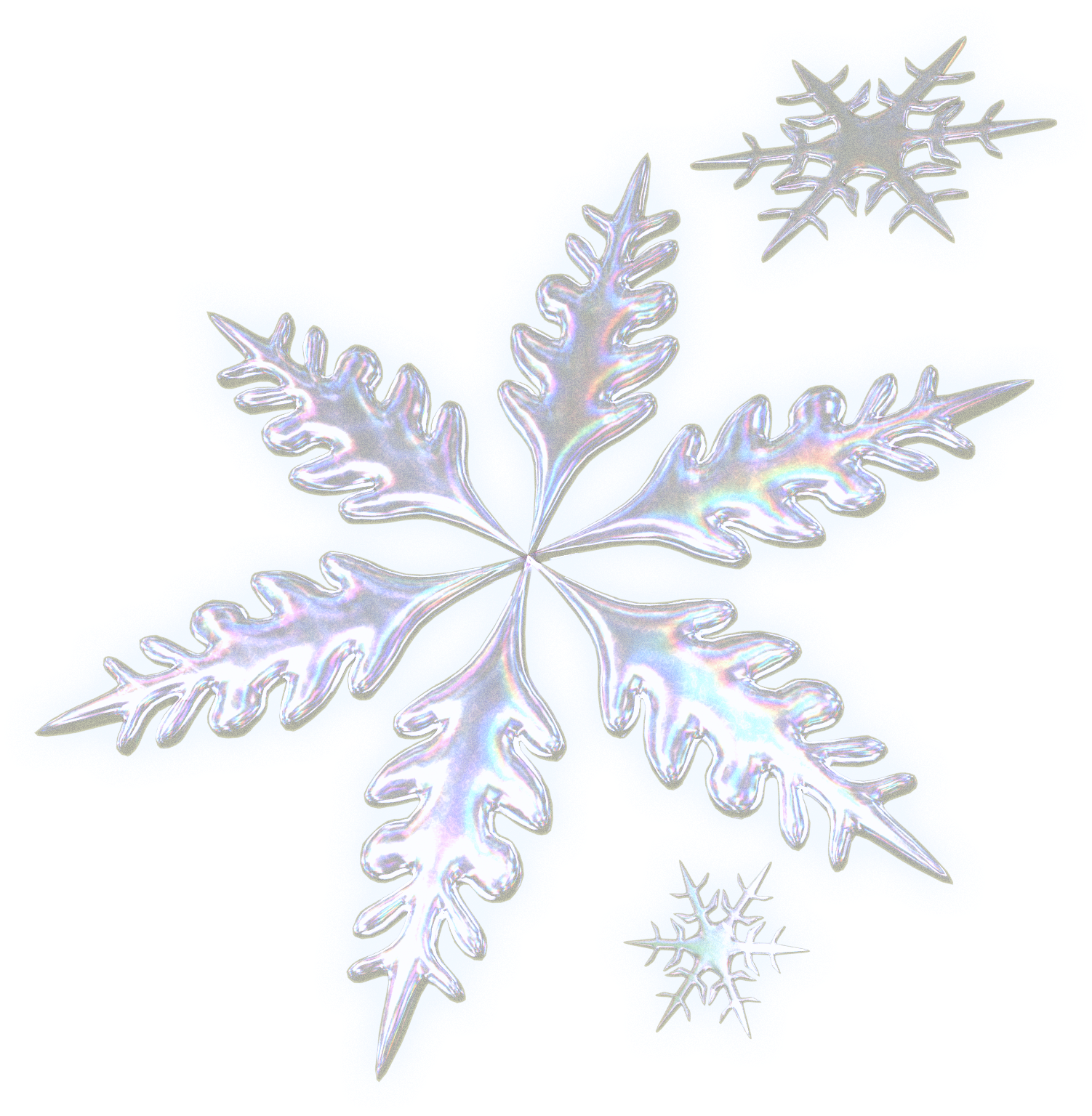 Three Decorative Snowflakes - Real Snowflake Transparent Background (1600x1600), Png Download