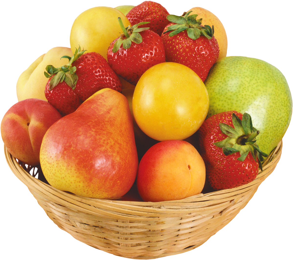 Fruits In Wicker Bowl Png Clipart - Fruit Bowl Png (1236x1093), Png Download