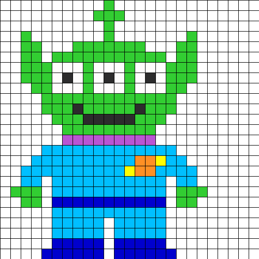 Toy Story Alien Perler Bead Pattern / Bead Sprite - Minecraft Alien Pixel Art (525x525), Png Download