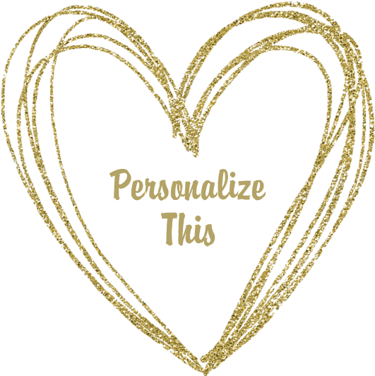 Personalized Gold Sparkle Heart Wall Decal - Cafepress Cute Elephant Personalized Tile Coaster (690x700), Png Download