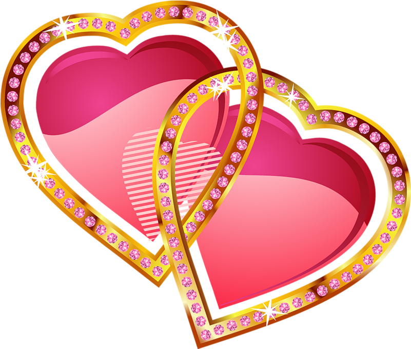 Hearts With And Diamonds Boxes Png - Pink And Gold Heart Png (819x696), Png Download