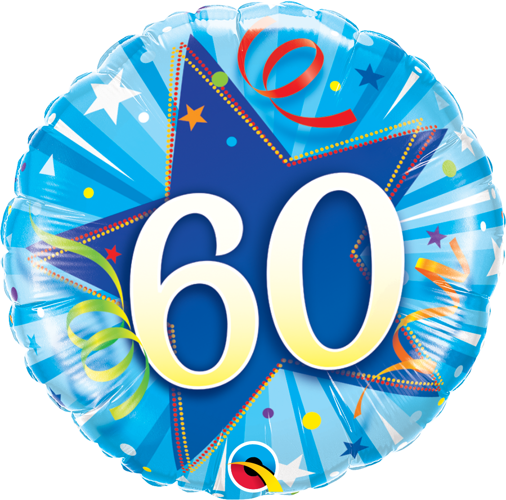 60th Shining Star Foil Balloon - 50th Birthday Balloon Png Transparent (1020x1008), Png Download