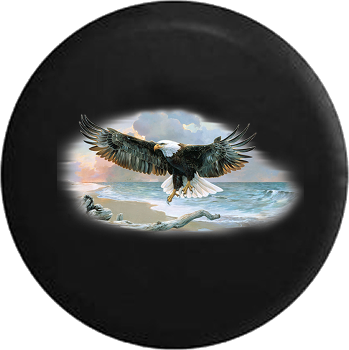 American Eagle Landing On Driftwood Tire Cover (1197x1200), Png Download