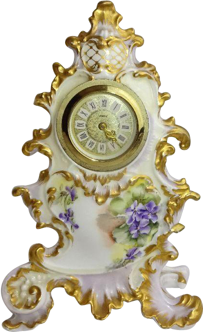 French Antique Limoges Porcelain Clock Hand Painted - Quartz Clock (681x681), Png Download