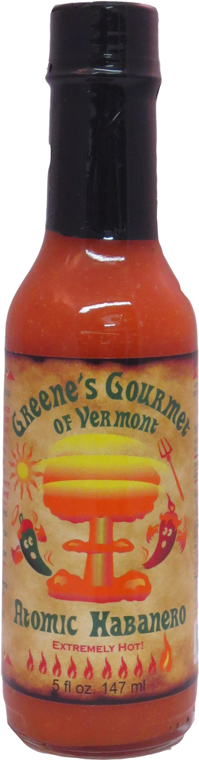 Greene's Gourmet Atomic Habanero Hot Sauce - Hot Sauce (500x1600), Png Download