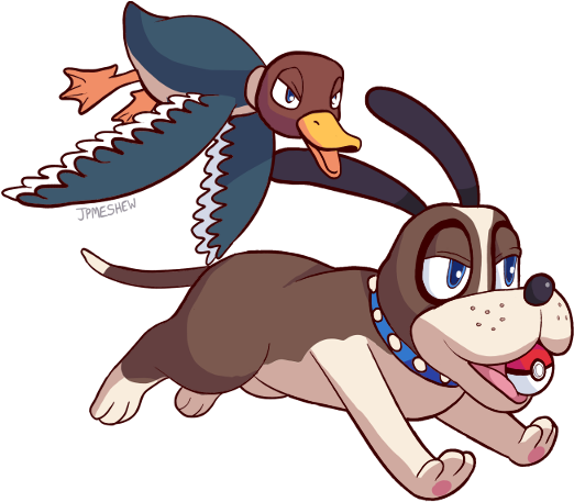 Border Collie Duck Hunt Dog & American Black Duck Duck - Super Smash Bros. (600x600), Png Download