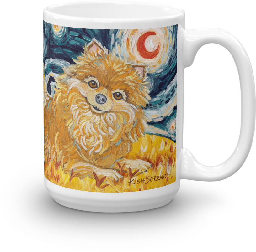Pomeranian Starry Night Mug-15oz - Dog (1000x1000), Png Download