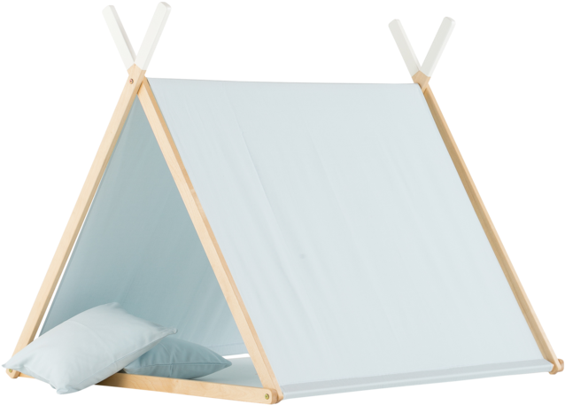 Blue Play Tent Wood Frame Convertible Clothes Rack (683x1024), Png Download