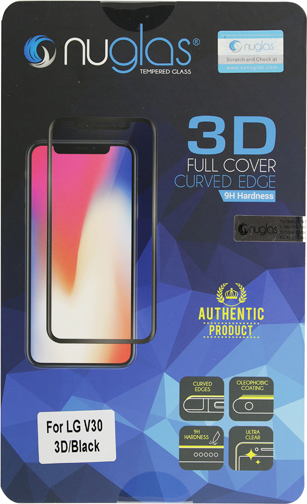 Nuglas Tempered Glass Black Screen Protector For Lg - Nuglas Tempered Glass Iphone X (1200x1200), Png Download
