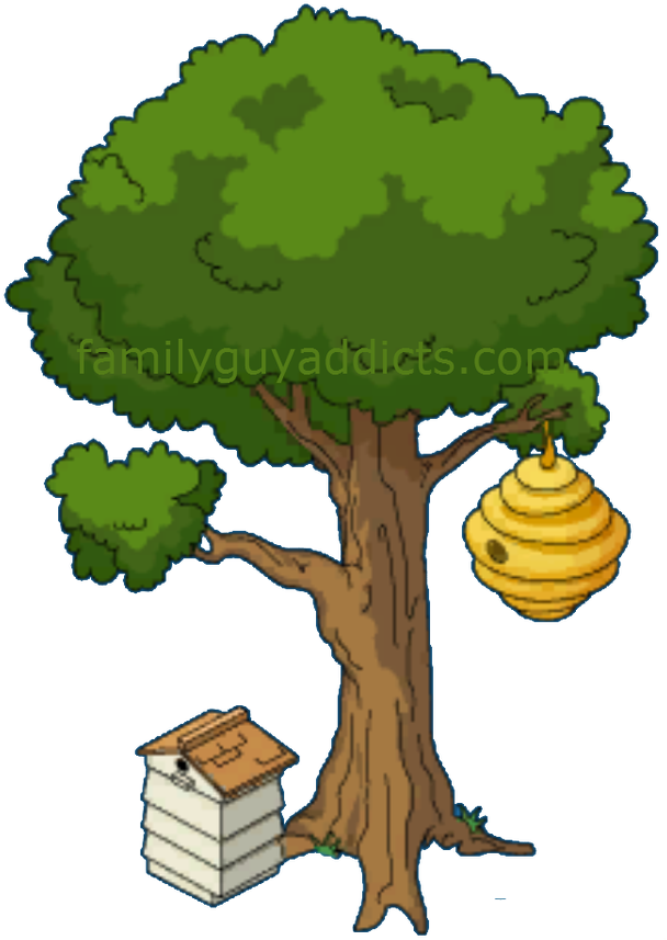 Cartoon Tree With Beehive (618x866), Png Download