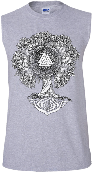 Iggdrassil Tree Ii Men's Cotton Sleeveless Shirt - Processions By Gibran Gibran (600x600), Png Download