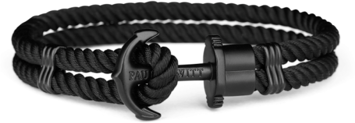 Paul Hewitt Phrep Black Nylon Anchor 19cm Bracelet - Paul Hewitt Anchor Bracelet Black (700x700), Png Download