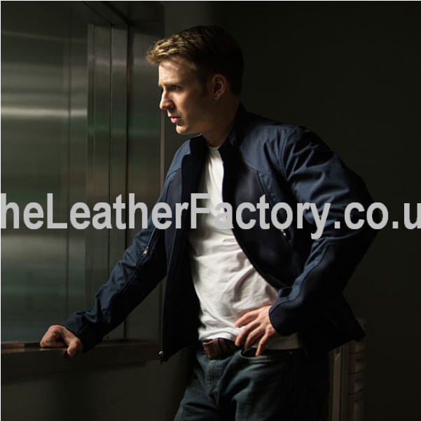 Chris Evans Captain America Movie Jacket Blue - Captain America In The Winter Soldier (600x800), Png Download