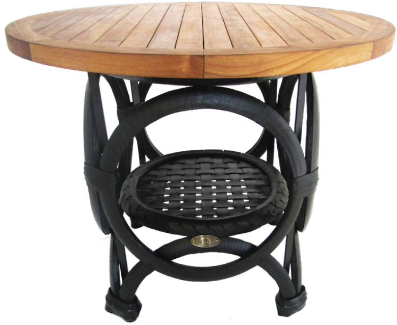 01 Teak Tyre Cafe Table Round - Outdoor Table (960x960), Png Download