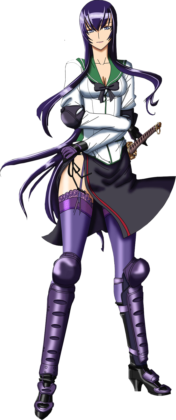 Saeko Busujima - High School Of The Dead Busujima Saeko Fight Cosplay (728x1730), Png Download