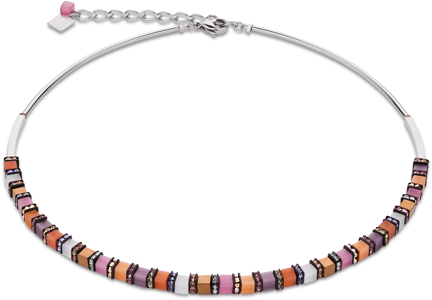 Necklace Haematite & Rhinestone Orange-rose - Coeur De Lion Collier Hämatit & Strass Multicolor (1500x1500), Png Download