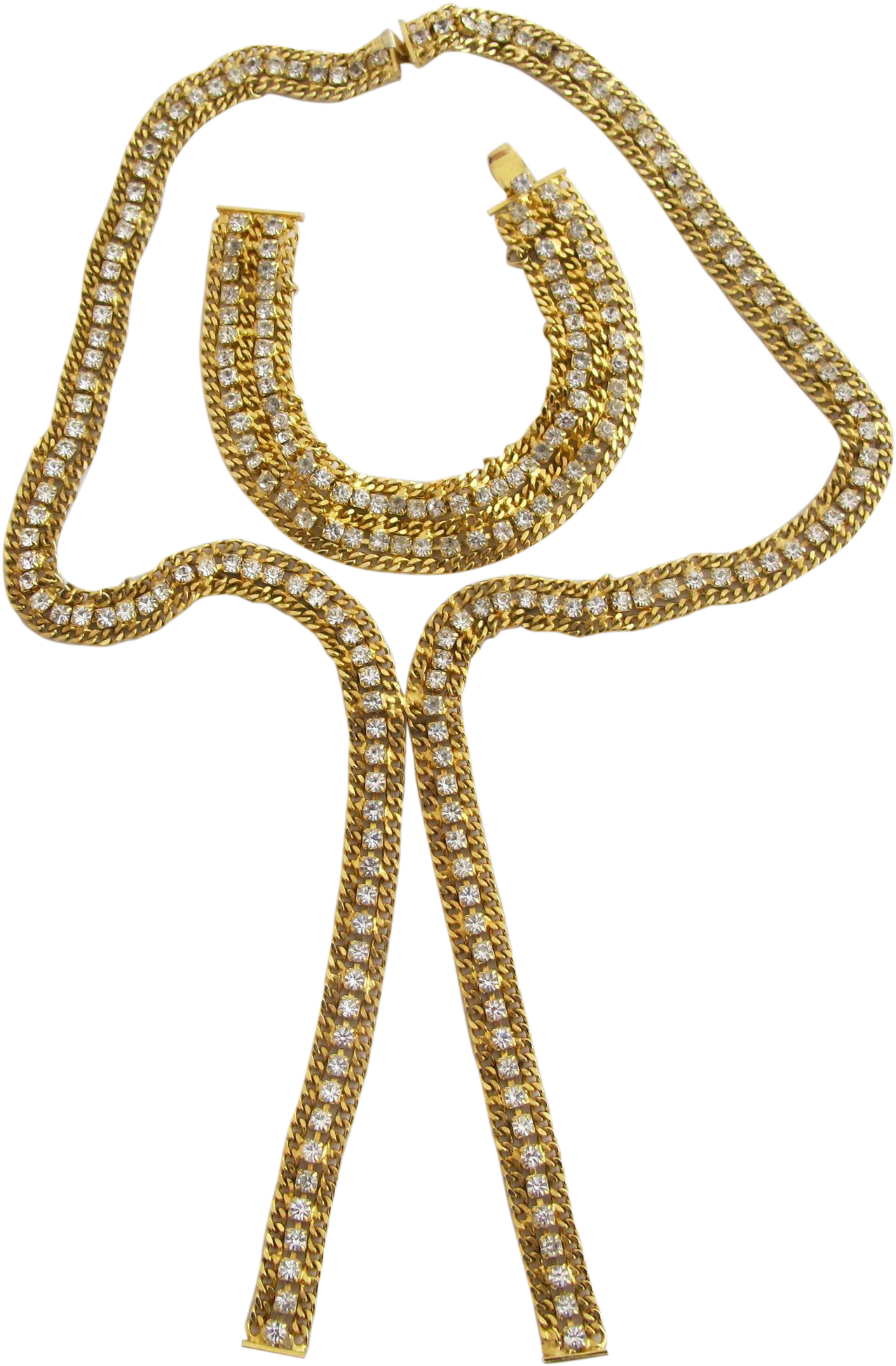 Vintage Hobe Lariat Style Rhinestone Necklace And Bracelet (1946x1946), Png Download