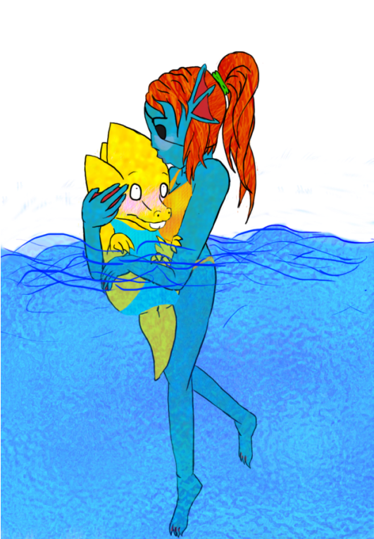 “one Time, Alphys', Uh, Friend Came Over - Illustration (530x810), Png Download