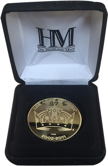 La Kings 50th Anniversary Shield Gold Minted Coin (500x667), Png Download