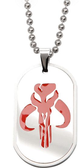 Mandalorian Dog Tag Pendant With Chain - Star Wars Necklace Dog Tag Mandalorian With Chain 22" (555x555), Png Download