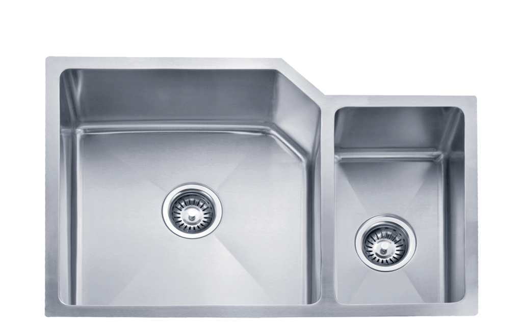 Dax Handmade 70/30 Double Bowl Undermount Kitchen Sink, - Barclay Kssdb2580-ss 33" 70/30 Double Bowl Offset Undermount (1024x1024), Png Download