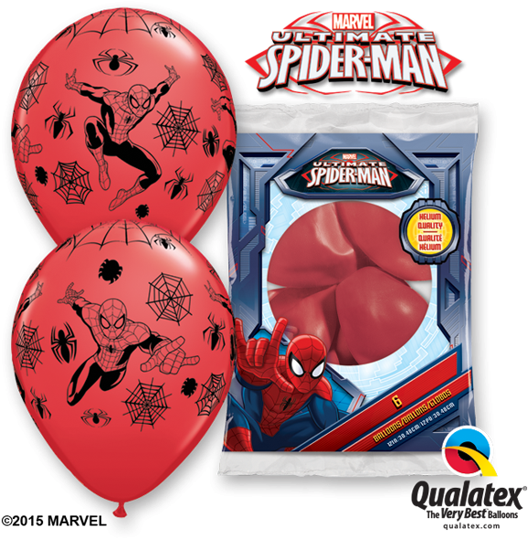Zoom - 6 Spiderman Print Red Latex Balloons Pack (600x600), Png Download