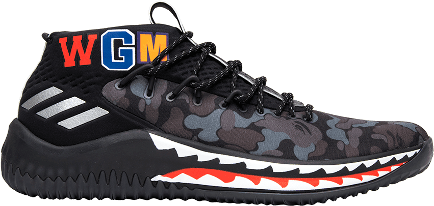 Bape X Dame 4 'black Camo' - Dame 4 Black Bape (1000x1000), Png Download