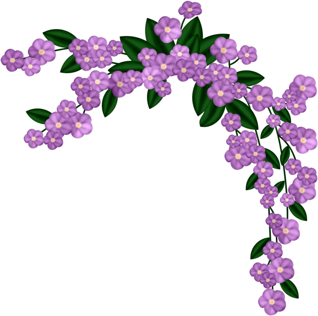 Photo Free, Eq - Flower Corner Border Purple Png (695x633), Png Download