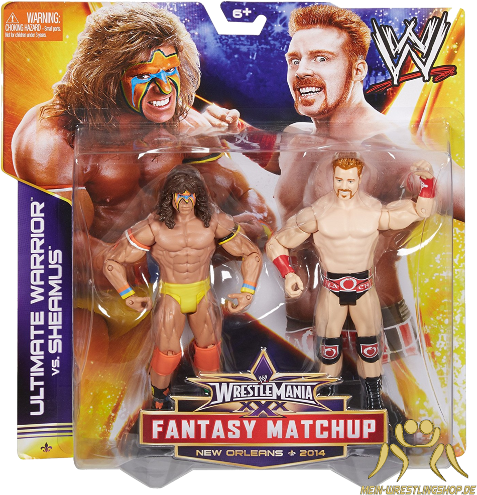 Wwe Figure 2 Pack Ultimate Warrior & Sheamus (982x1024), Png Download