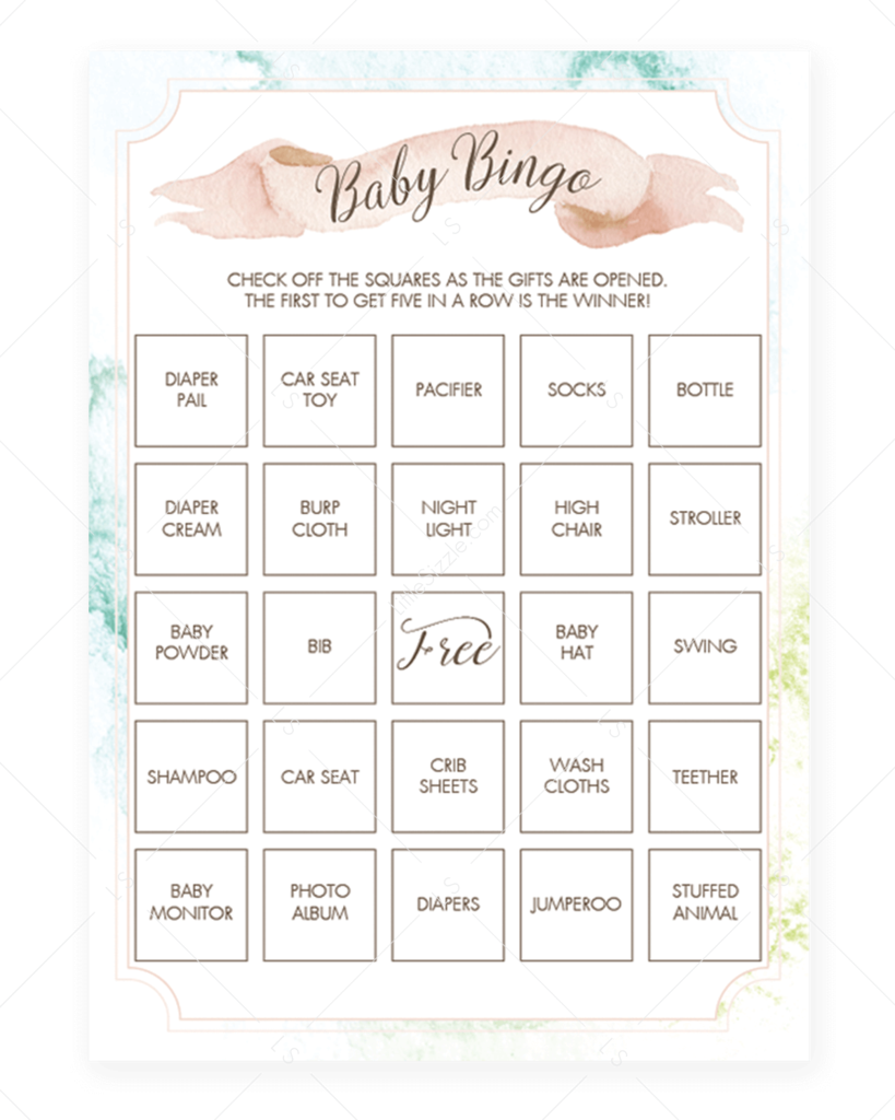 Prefilled Baby Shower Bingo Cards With Watercolor Background - Number (819x1024), Png Download