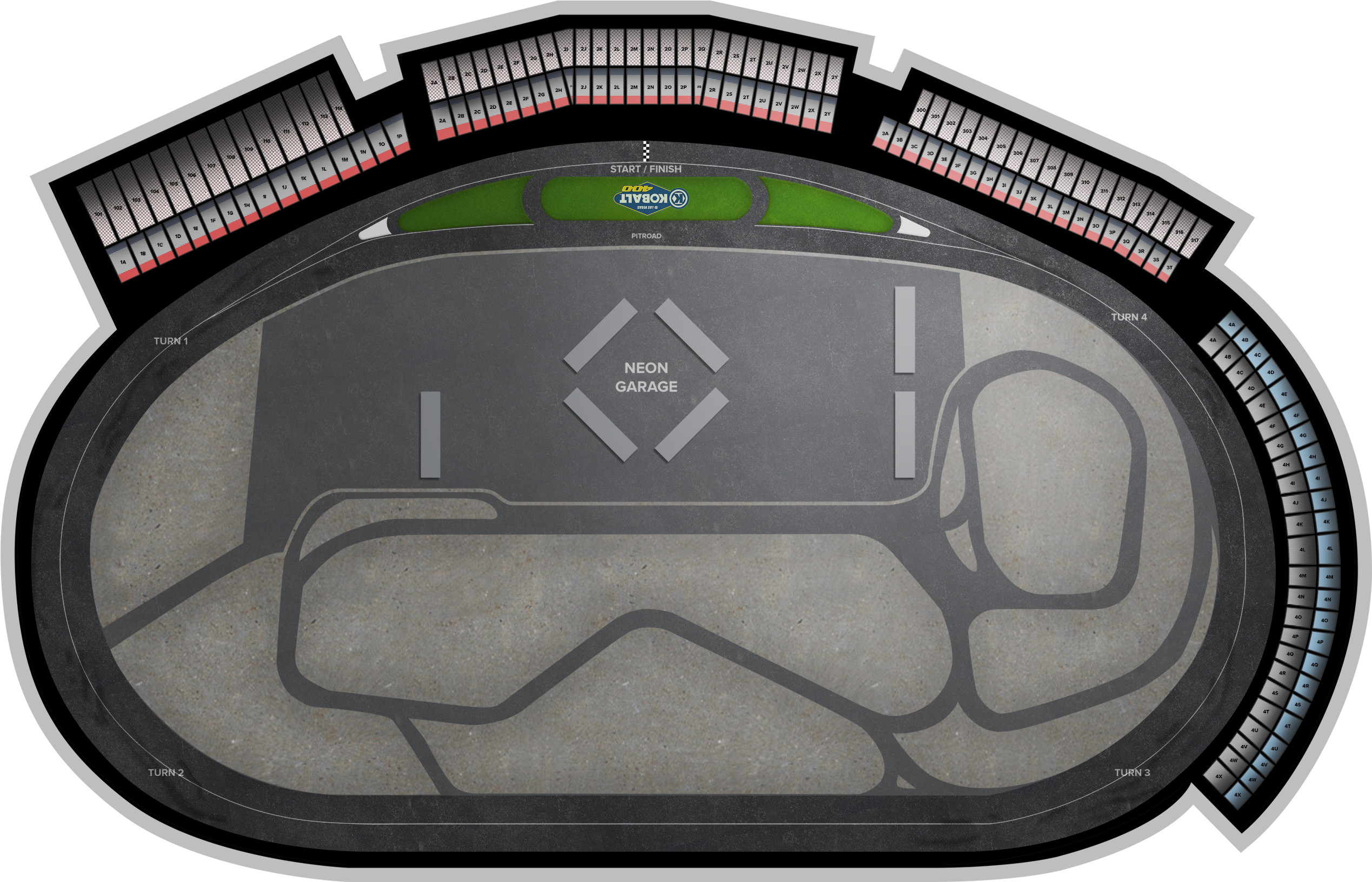 Kobalt 400 Sprint Cup At Lv Motor Speedway Mar - Las Vegas Motor Speedway Seating Map (2560x1936), Png Download