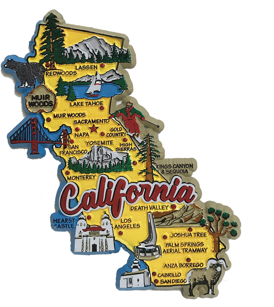 Souvenir Magnet California State Map - Souvenir From California (1060x1157), Png Download