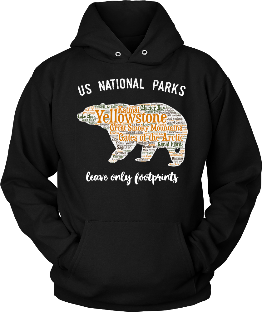 National Parks Bear Hoodie Lists All 59 National Parks - Travis Scott Hoodie Astroworld (1000x1000), Png Download