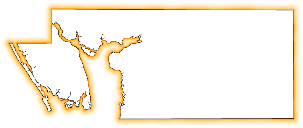 A Yellow-orange Glow Outline Map Of Charlotte - Gif (1024x435), Png Download