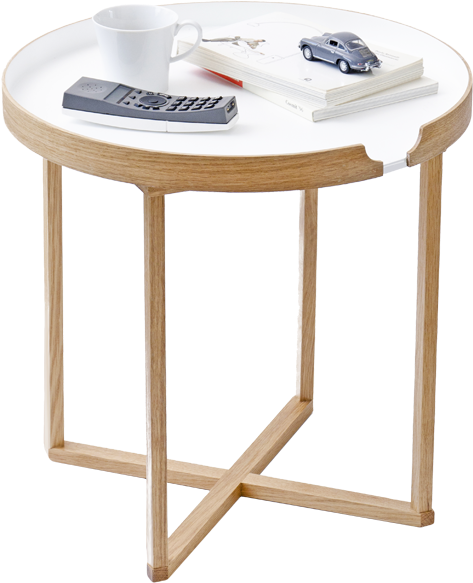 Wireworks Damien Side Table Round White - Round White Tray Table (600x600), Png Download