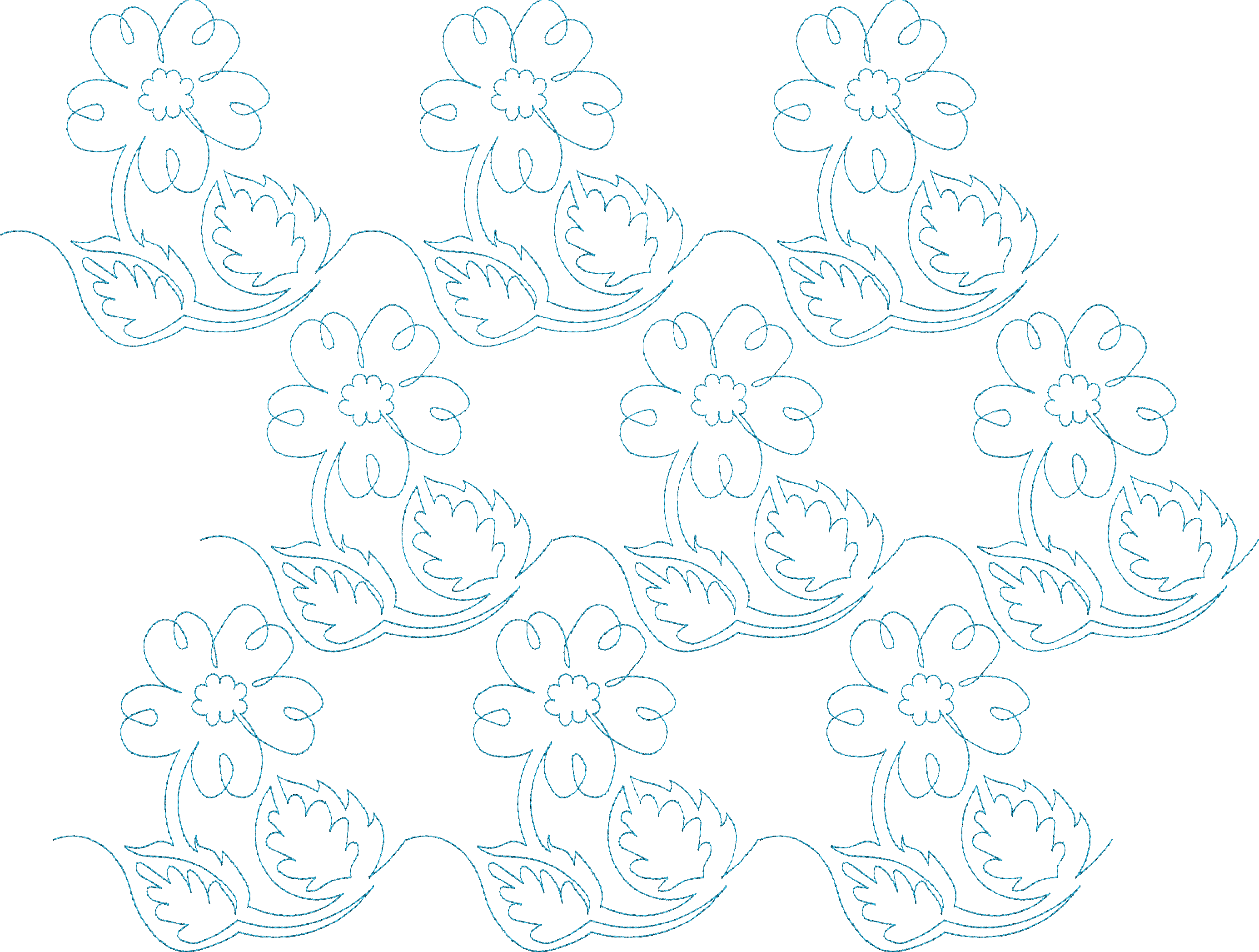 Continuous Single Line Quilting Flowers 6×10 - Line Art (2771x2094), Png Download