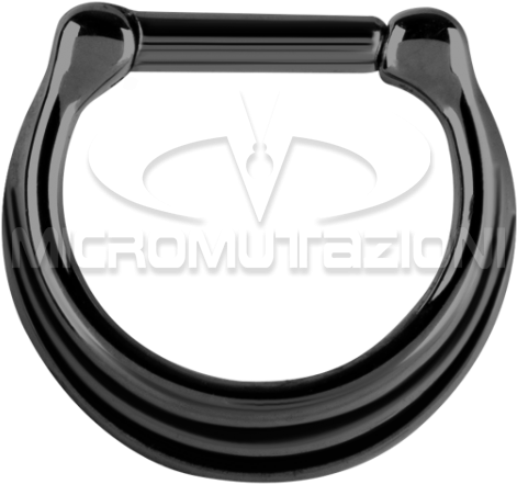 Black Steel Septum Clicker 3 Rings Concave Shape Septum - Steel (750x750), Png Download