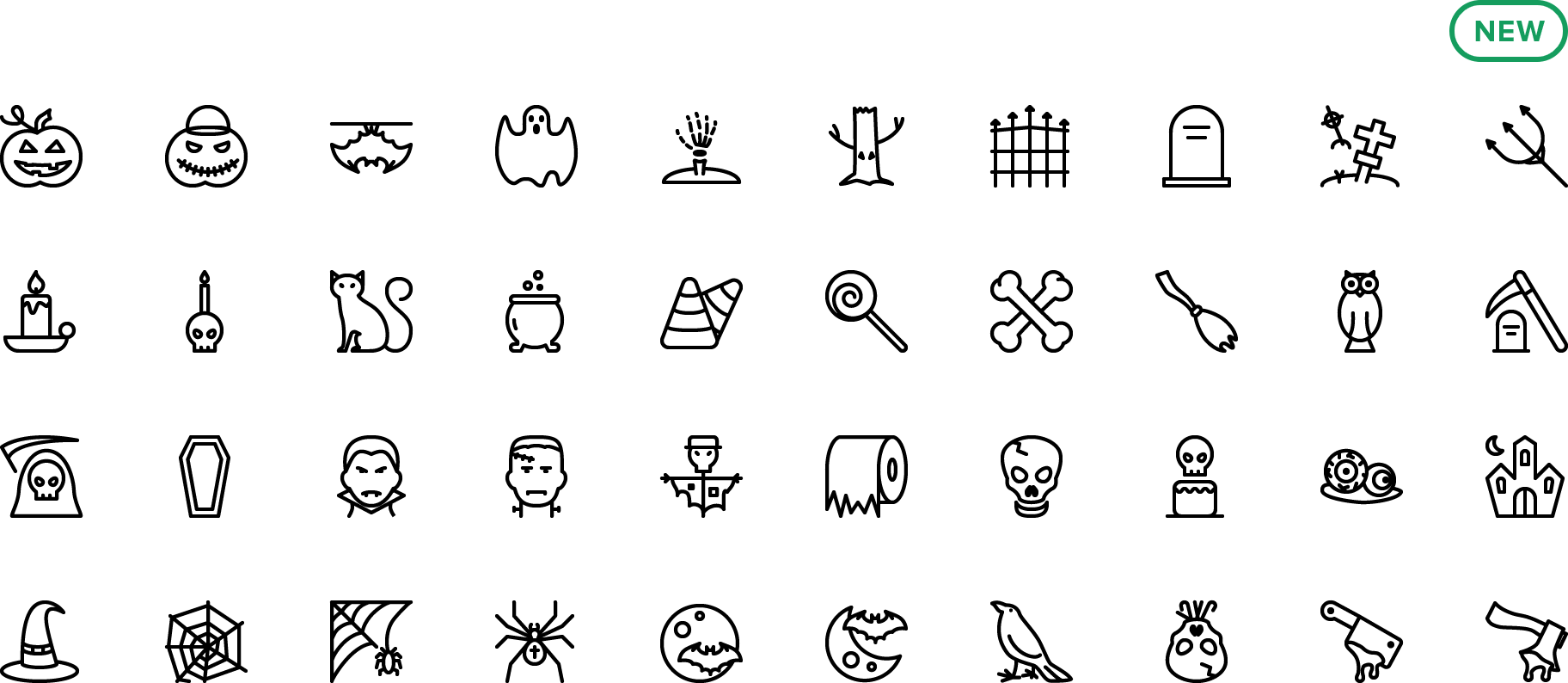Halloween - Line Icon Robot (1824x794), Png Download