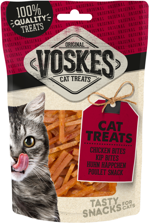 Original Cat Treats Chicken Bites By Voskes 60 G Buy - Voskes Rund,vis En Kip Huid Bot S - 3st... (544x800), Png Download