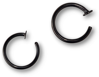 Png Black And White Library Pvd Black Steel Open Ring - Earrings (600x600), Png Download