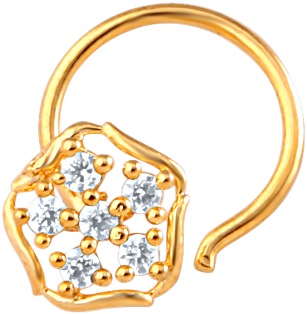 Mahi Gold Plated Indian Glamor Nose Ring With Cz Stones - Gold (640x960), Png Download